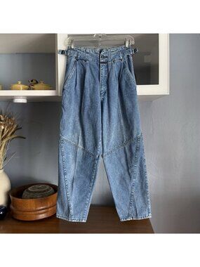 Vtg 80’s Britannia Pentimento Baggy Pleated Barrel Tapered Jeans High Rise